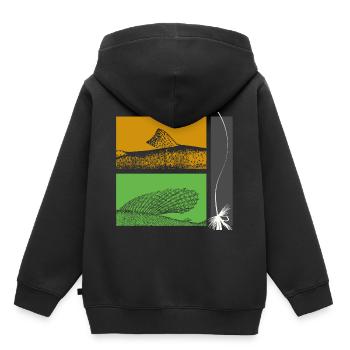 Modell 26 - Forelle und Äsche - Kinder Premium Organic Hoodie - Schwarz - Hinten - AI Model Kid Male (0cm)