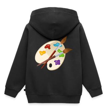 maler painter pinsel paint farbe artist color colo - Kinder Premium Organic Hoodie - Schwarz - Hinten - AI Model Kid Male (0cm)