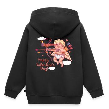 Armure avec arc et flèche répand l'amour - Sweat Premium à capuche enfant bio - noir - Dos - AI Model Kid Male (0cm)
