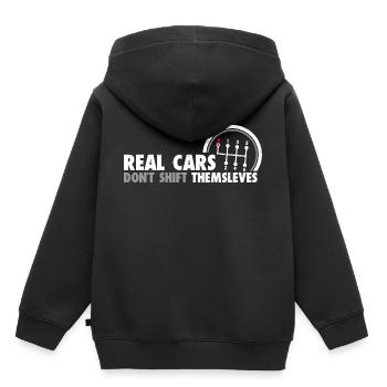 Real Cars Don't Shift Themselves Funny Auto Racing - Kids Premium Organic Hoodie - black - Back - AI Model Kid Male (0cm)