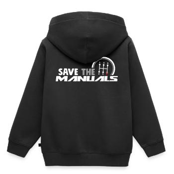 Save The Manuals 5 - Funny Three Pedals Car Guy - Kinder Premium Organic Hoodie - Schwarz - Hinten - AI Model Kid Male (0cm)