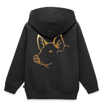 Schwein - Schweinekopf Bauernhof Tier - Kinder Premium Organic Hoodie - Schwarz - Hinten - AI Model Kid Male (0cm)