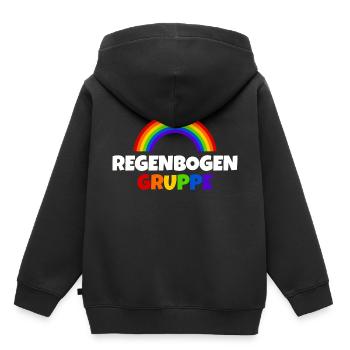 Regenbogen Gruppe - Kinder Premium Organic Hoodie - Schwarz - Hinten - AI Model Kid Male (0cm)