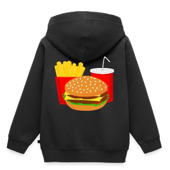 Menu Burger Fast Food Cola idée cadeau - Sweat Premium à capuche enfant bio - noir - Dos - AI Model Kid Male (0cm)