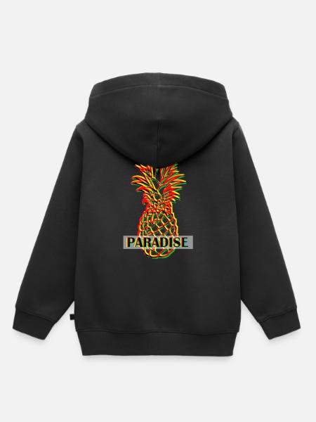 Ananas im 3D-Look - Kinder Premium Organic Hoodie - Schwarz