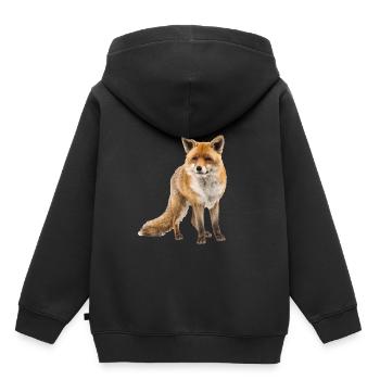 Fuchs - Kinder Premium Organic Hoodie - Schwarz - Hinten - AI Model Kid Male (0cm)
