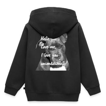 Staffordshire, visage de chien, tête de chien, - Sweat Premium à capuche enfant bio - noir - Dos - AI Model Kid Male (0cm)