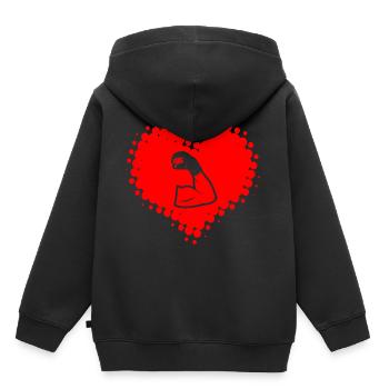 J'adore sports fitness arts martiaux Fit coeur Faust - Sweat Premium à capuche enfant bio - noir - Dos - AI Model Kid Male (0cm)