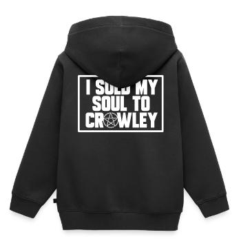 VENDU MON ÂME, CADEAU - Sweat Premium à capuche enfant bio - noir - Dos - AI Model Kid Male (0cm)