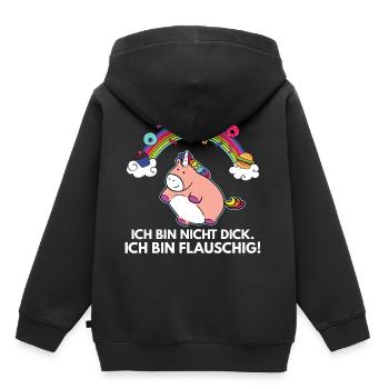 Einhorn-Ich bin nicht dick-Geschenk - Kinder Premium Organic Hoodie - Schwarz - Hinten - AI Model Kid Male (0cm)