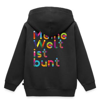 Meine Welt ist Bunt - Geschenkidee - Kinder Premium Organic Hoodie - Schwarz - Hinten - AI Model Kid Male (0cm)