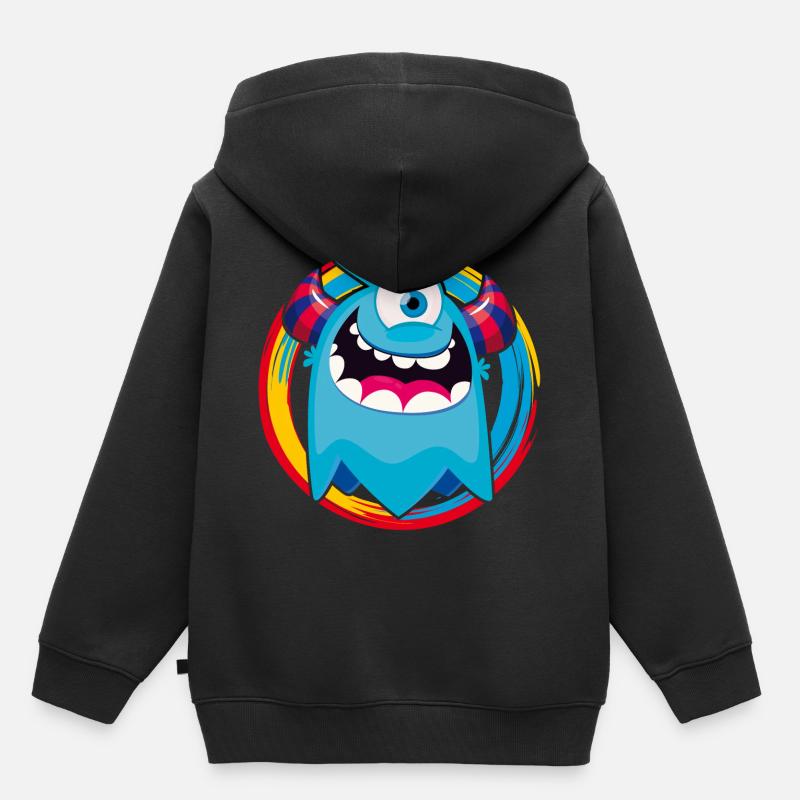 Drôle de petit monstre - Sweat Premium à capuche enfant bio - noir