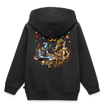 Shiva contre Ganesha - Sweat Premium à capuche enfant bio - noir - Dos - AI Model Kid Male (0cm)