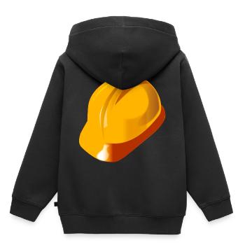 cadeau casque de construction Casque de chantier - Sweat Premium à capuche enfant bio - noir - Dos - AI Model Kid Male (0cm)