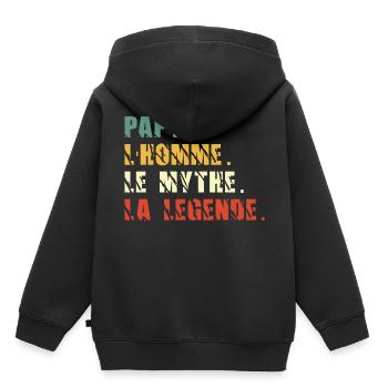 Papy l'homme le mythe la légende - Sweat Premium à capuche enfant bio - noir - Dos - AI Model Kid Male (0cm)