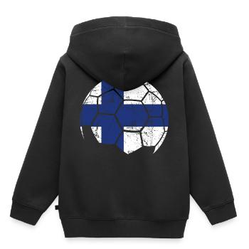 Finland Soccer Ball Fußball - Kinder Premium Organic Hoodie - Schwarz - Hinten - AI Model Kid Male (0cm)