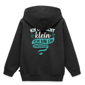 Ich bin nicht klein Ich bin ein Konzentrat Spruch - Kinder Premium Organic Hoodie - Schwarz - Hinten - AI Model Kid Male (0cm)