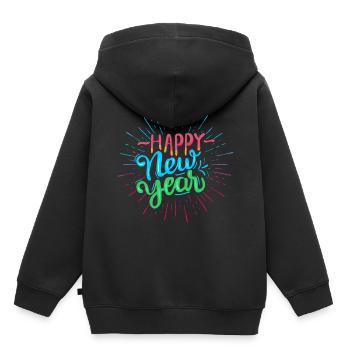 Coloré bonne année! Bonne année! - Sweat Premium à capuche enfant bio - noir - Dos - AI Model Kid Male (0cm)
