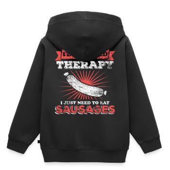 Saucisses viande - Sweat Premium à capuche enfant bio - noir - Dos - AI Model Kid Male (0cm)