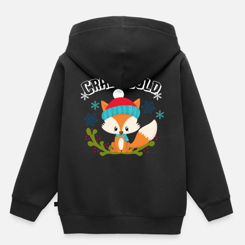 Idée Noël Noël Crazy Cold Fox Snow - Sweat Premium à capuche enfant bio - noir
