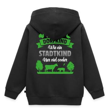 DORFKIND | WIE STADTKIND NUR VIEL COOLER - Kinder Premium Organic Hoodie - Schwarz - Hinten - AI Model Kid Male (0cm)