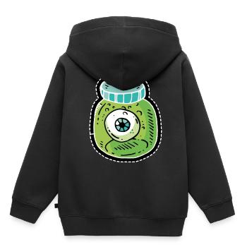 Monster in Glas gruen weiss - Kinder Premium Organic Hoodie - Schwarz - Hinten - AI Model Kid Male (0cm)