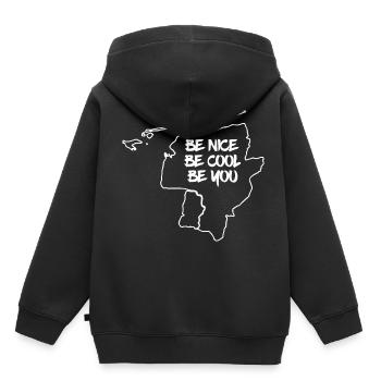 Silhouette de la Frise orientale avec BE NICE BE COOL BE YOU - Sweat Premium à capuche enfant bio - noir - Dos - AI Model Kid Male (0cm)