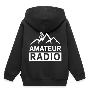 Radio amateur radio amateur RAdio - Sweat Premium à capuche enfant bio - noir - Dos - AI Model Kid Male (0cm)