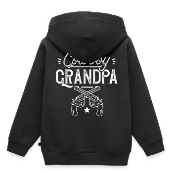 Cowboy Papy Amérique Cowboys Lasso Far West - Sweat Premium à capuche enfant bio - noir - Dos - AI Model Kid Male (0cm)