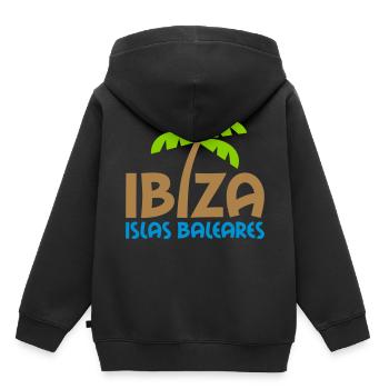 Ibiza, Îles Baléares (palmier comme i) - Sweat Premium à capuche enfant bio - noir - Dos - AI Model Kid Male (0cm)