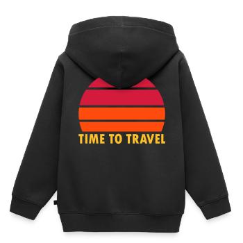 Time to travel (geteilte Sonne) - Kinder Premium Organic Hoodie - Schwarz - Hinten - AI Model Kid Male (0cm)