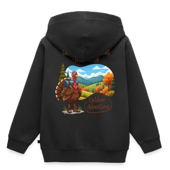 L’aventure canadienne de l’Action de grâce - Sweat Premium à capuche enfant bio - noir - Dos - AI Model Kid Male (0cm)