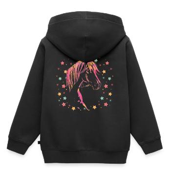 Tolles Pferde Shirt Mädchen Kinder Sternchen Horse - Kinder Premium Organic Hoodie - Schwarz - Hinten - AI Model Kid Male (0cm)