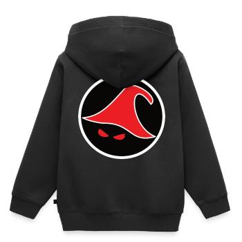 cooles Magier Design mit Hut und bösen Blick - Kinder Premium Organic Hoodie - Schwarz - Hinten - AI Model Kid Male (0cm)