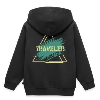 Reisen - Kinder Premium Organic Hoodie - Schwarz - Hinten - AI Model Kid Male (0cm)