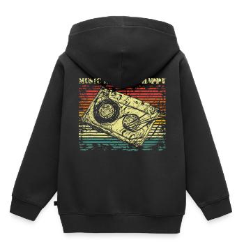 Musique vintage - Sweat Premium à capuche enfant bio - noir - Dos - AI Model Kid Male (0cm)