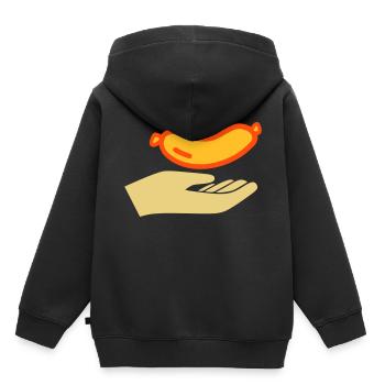 Saucisses à distribuer - Sweat Premium à capuche enfant bio - noir - Dos - AI Model Kid Male (0cm)