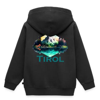 Le Tyrol avec ses montagnes, la fidélité des Alpes à la province du Tyrol - Sweat Premium à capuche enfant bio - noir - Dos - AI Model Kid Male (0cm)