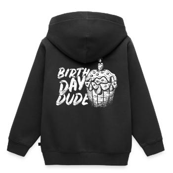 Cadeau d’anniversaire - Sweat Premium à capuche enfant bio - noir - Dos - AI Model Kid Male (0cm)