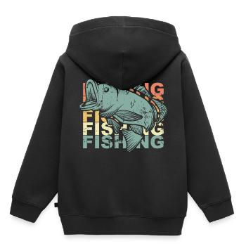 Pêche pêche - Sweat Premium à capuche enfant bio - noir - Dos - AI Model Kid Male (0cm)