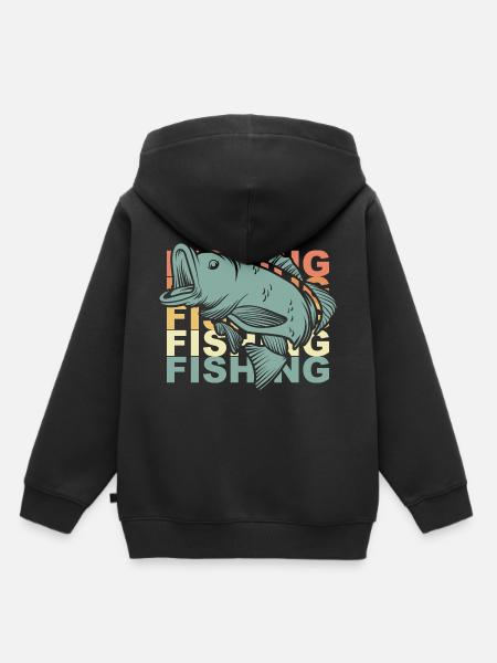 Angeln Angler Geschenk - Kinder Premium Organic Hoodie - Schwarz