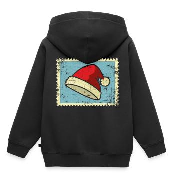 Père Noël Timbre - Sweat Premium à capuche enfant bio - noir - Dos - AI Model Kid Male (0cm)