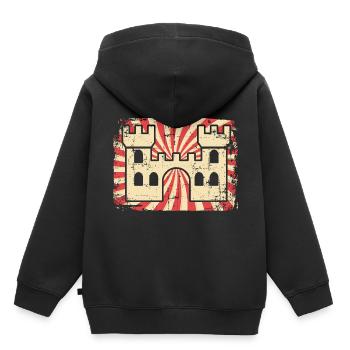 Burg - Kinder Premium Organic Hoodie - Schwarz - Hinten - AI Model Kid Male (0cm)