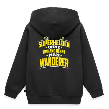 Superhelden ohne Umhang nennt man Wanderer - Kinder Premium Organic Hoodie - Schwarz - Hinten - AI Model Kid Male (0cm)
