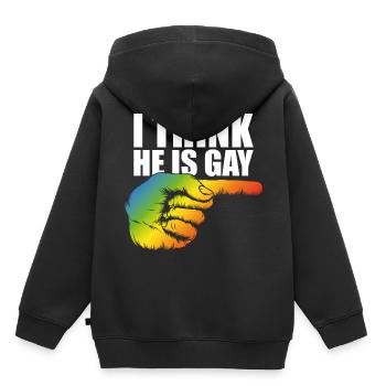 Ich glaube er ist schwul - Kinder Premium Organic Hoodie - Schwarz - Hinten - AI Model Kid Male (0cm)