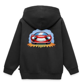 Lustiger Rennwagen - Kinder Premium Organic Hoodie - Schwarz - Hinten - AI Model Kid Male (0cm)