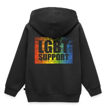 Soutien LGBT - Sweat Premium à capuche enfant bio - noir - Dos - AI Model Kid Male (0cm)