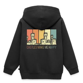 Ritter Burgen machen glücklich - Kinder Premium Organic Hoodie - Schwarz - Hinten - AI Model Kid Male (0cm)