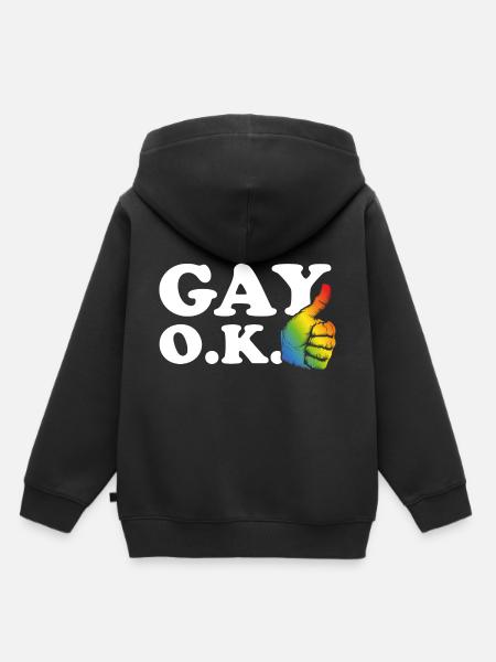 Schwul Ok - Kinder Premium Organic Hoodie - Schwarz