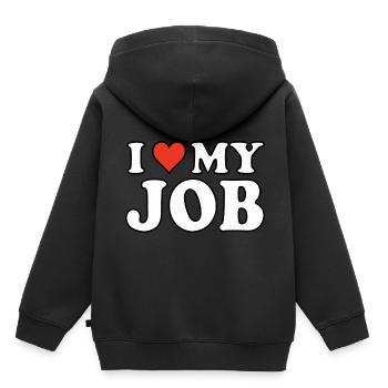 J’aime mon travail, j’aime mon travail - Sweat Premium à capuche enfant bio - noir - Dos - AI Model Kid Male (0cm)